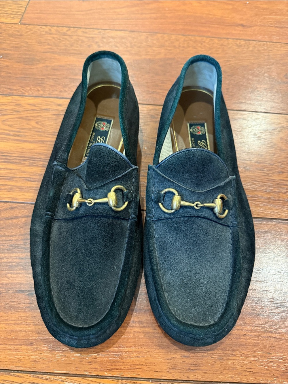 Gucci Black Suede Horsebit Loafers